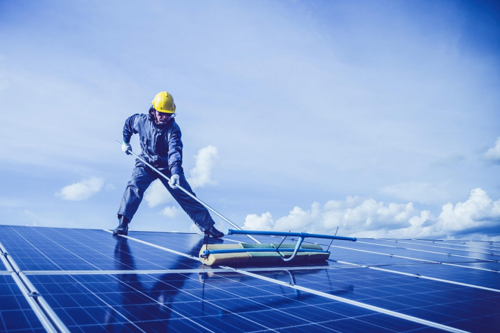 solar panel installation worker